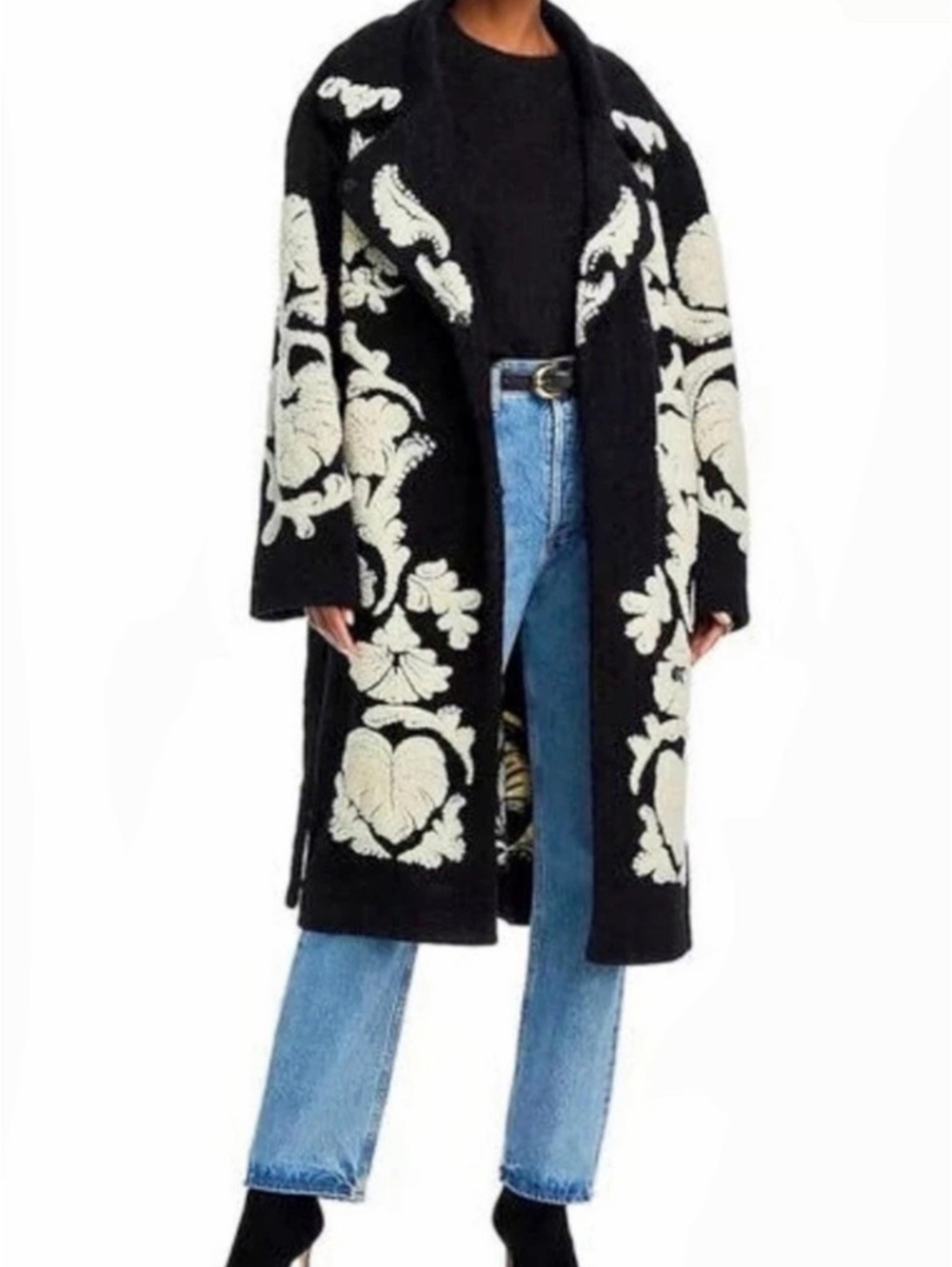 Farm Rio Black and White Helen Fleece Coat